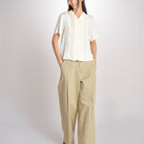 pantalone in canvas con pinces B042-02152-1186 KAKI CHIARO n21 