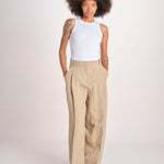 pantalone over in lino B042-3640-1231 NOCCIOLA n21 