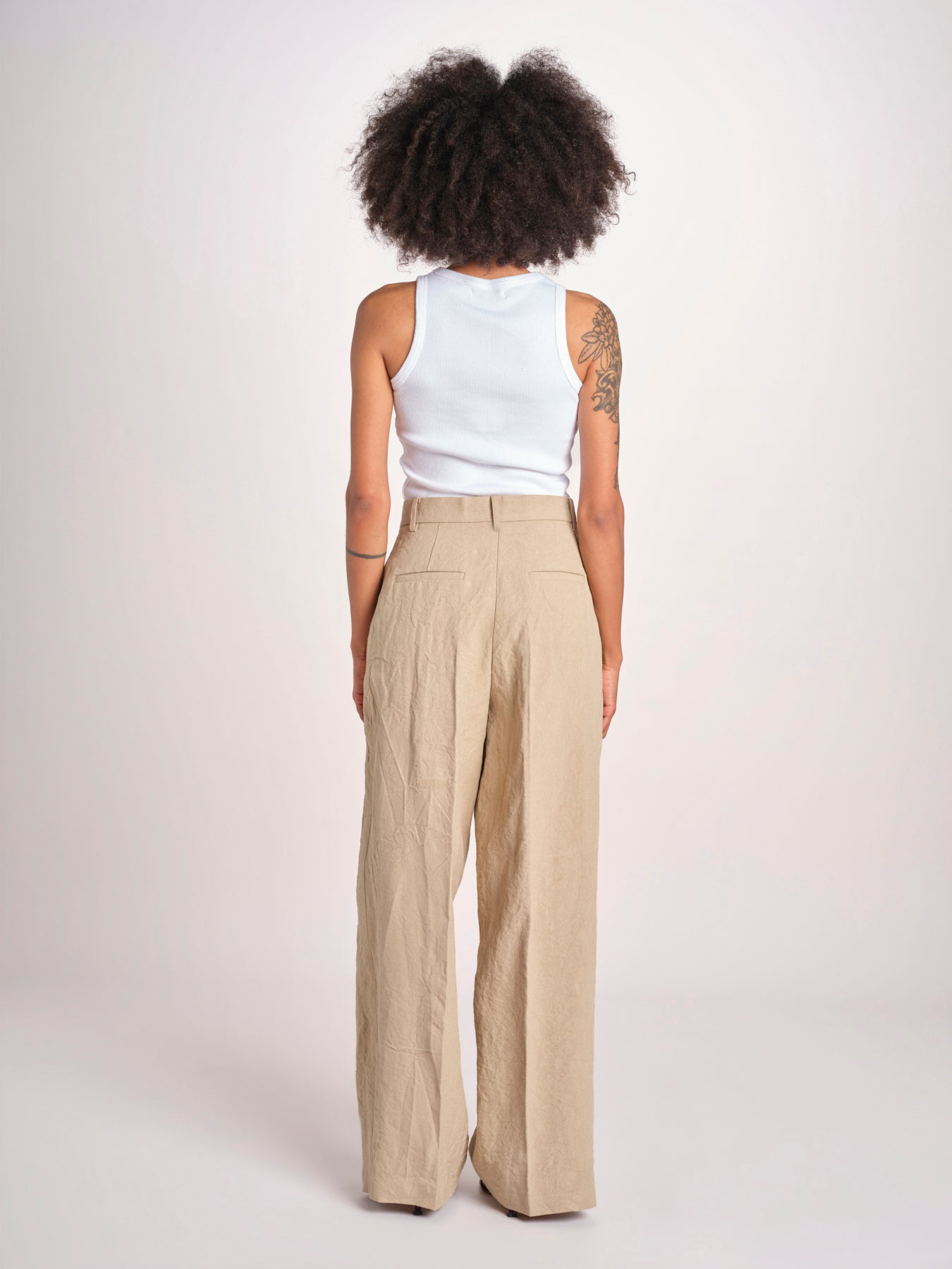 pantalone over in lino B042-3640-1231 NOCCIOLA n21 
