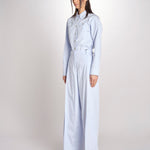 pantalone con pinces in popeline B043-0187-6311 CELESTE n21 