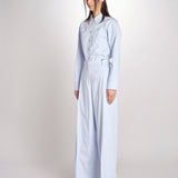 pantalone con pinces in popeline B043-0187-6311 CELESTE n21 