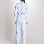 pantalone con pinces in popeline B043-0187-6311 CELESTE n21 