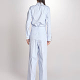 pantalone con pinces in popeline B043-0187-6311 CELESTE n21 