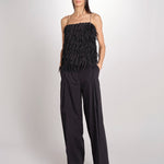 pantalone con pinces in popeline B043-0187-9000 NERO n21 