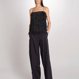 pantalone con pinces in popeline B043-0187-9000 NERO n21 