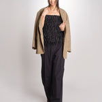 pantalone con pinces in popeline B043-0187-9000 NERO n21 