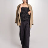 pantalone con pinces in popeline B043-0187-9000 NERO n21 