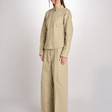 camicia in canvas G011-0212-1186 KAKI CHIARO n21 