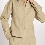 camicia in canvas G011-0212-1186 KAKI CHIARO n21 