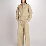 camicia in canvas G011-0212-1186 KAKI CHIARO n21 