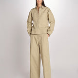 camicia in canvas G011-0212-1186 KAKI CHIARO n21 