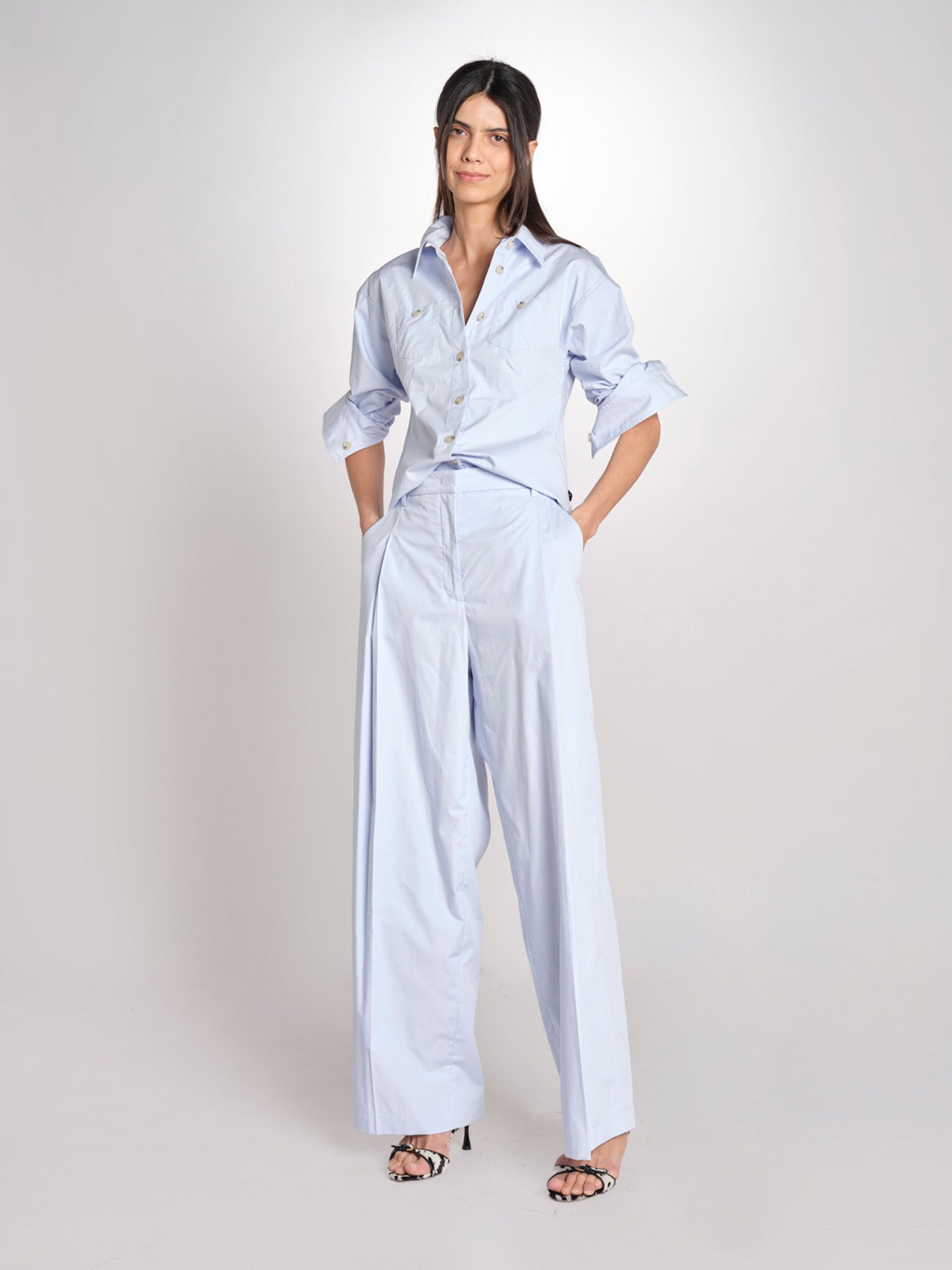 camicia uomo in popeline G012-0187-6311 CELESTE n21 