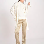 G051 camicia con collo alto e taschine G051-5111-1108 ECRU n21 