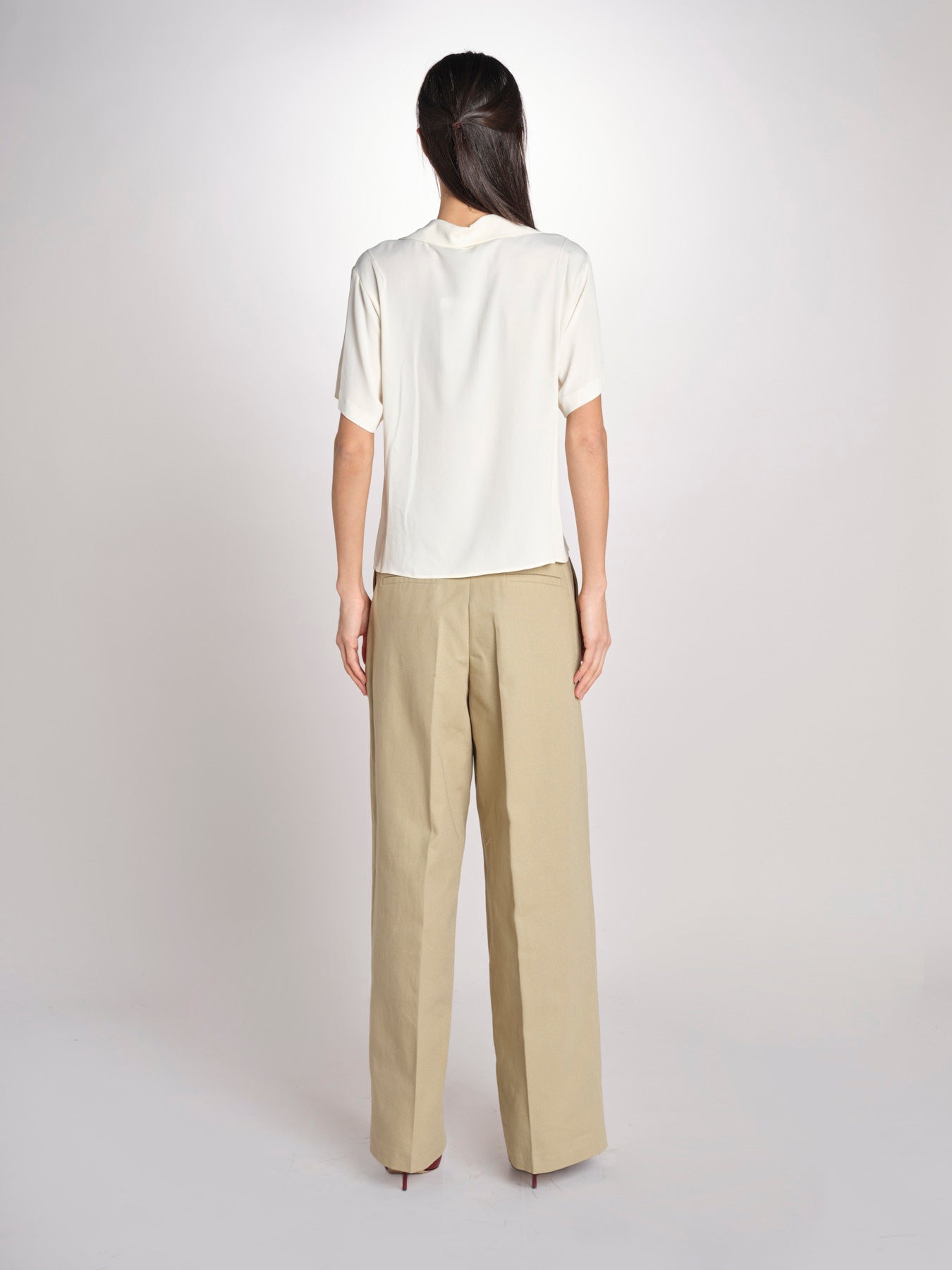 camicia m/c con rouches G061-5111-1108 ECRU n21 