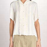 camicia m/c con rouches G061-5111-1108 ECRU n21 