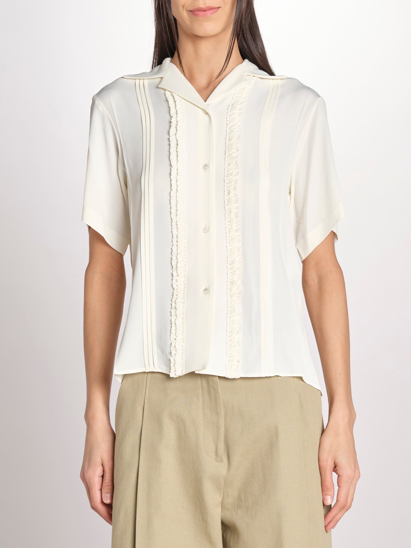 camicia m/c con rouches G061-5111-1108 ECRU n21 