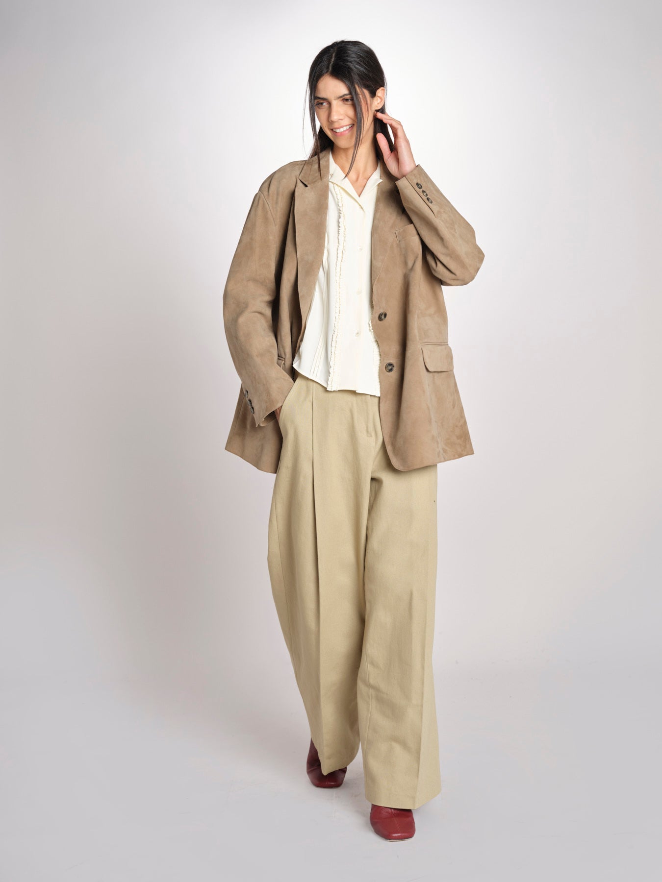 camicia m/c con rouches G061-5111-1108 ECRU n21 
