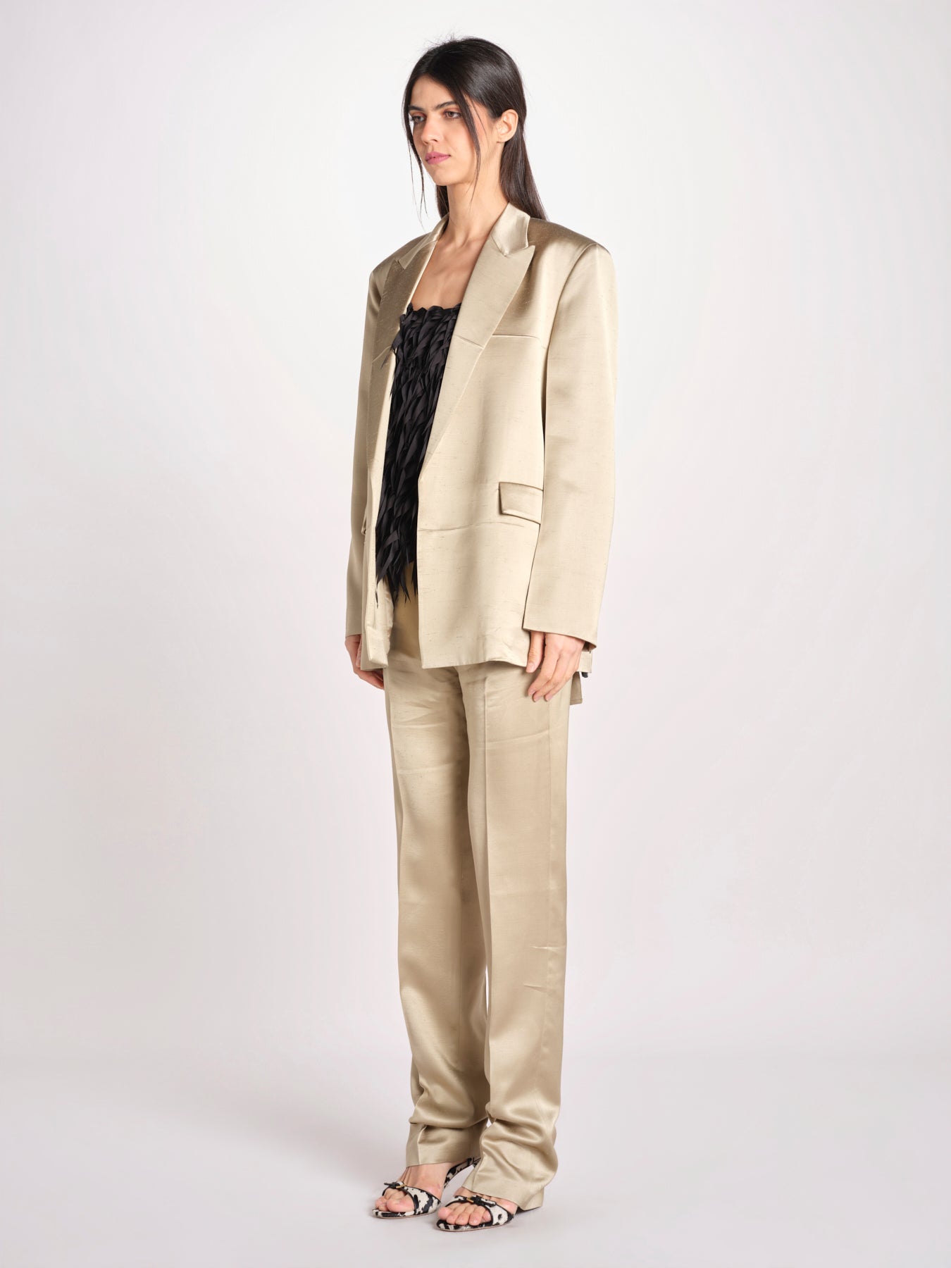 blazer in shantung L062-5980-1186 KAKI CHIARO n21 