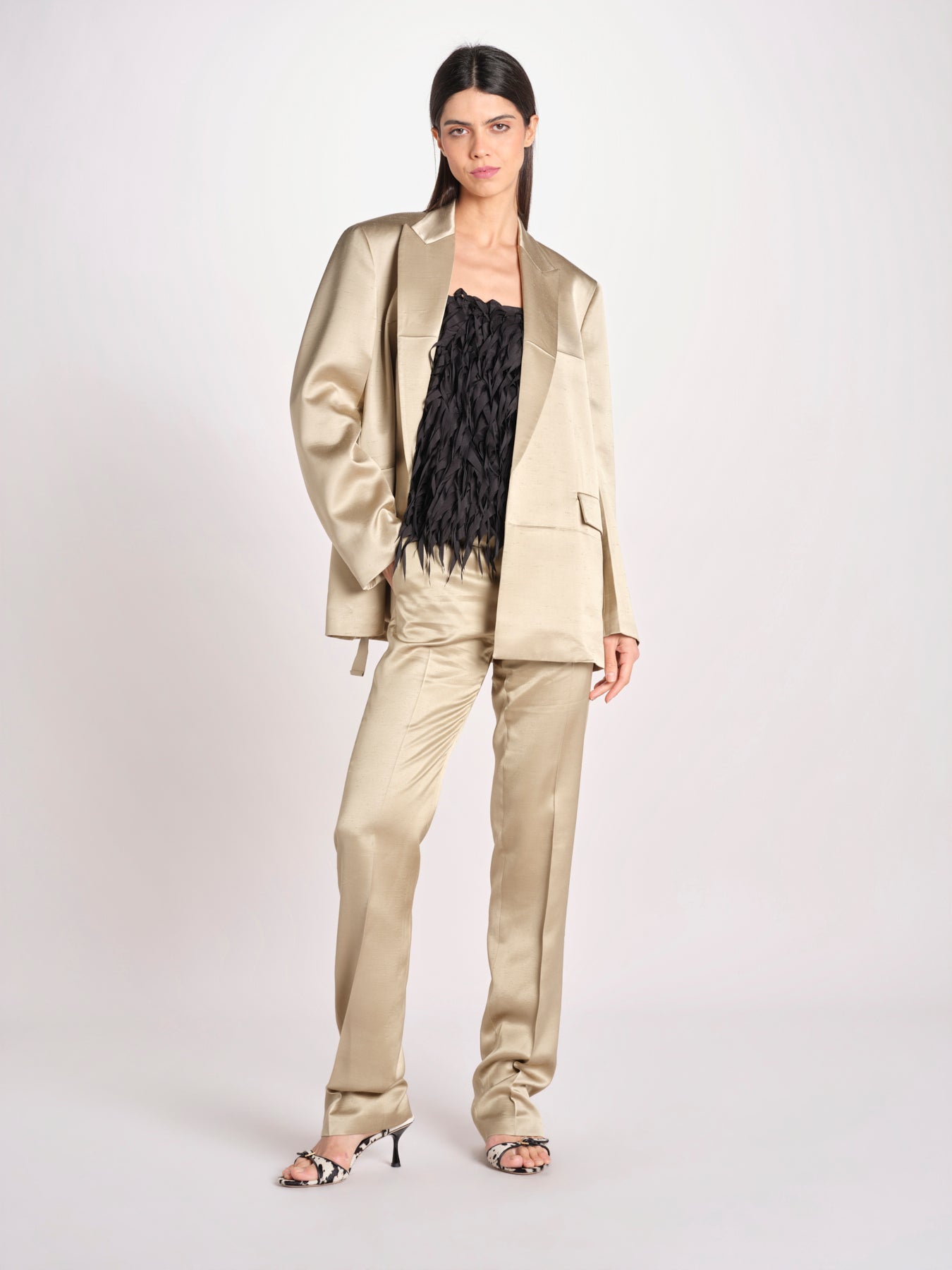 blazer in shantung L062-5980-1186 KAKI CHIARO n21 