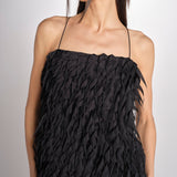 Top con piume laserate T011-5336-9000 NERO n21 
