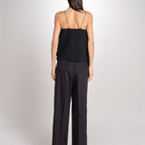 Top con piume laserate T011-5336-9000 NERO n21 