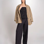 Top con piume laserate T011-5336-9000 NERO n21 