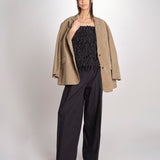 Top con piume laserate T011-5336-9000 NERO n21 
