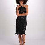 abito lungo in crochet 2610 BLACK nima 