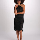 abito lungo in crochet 2610 BLACK nima 