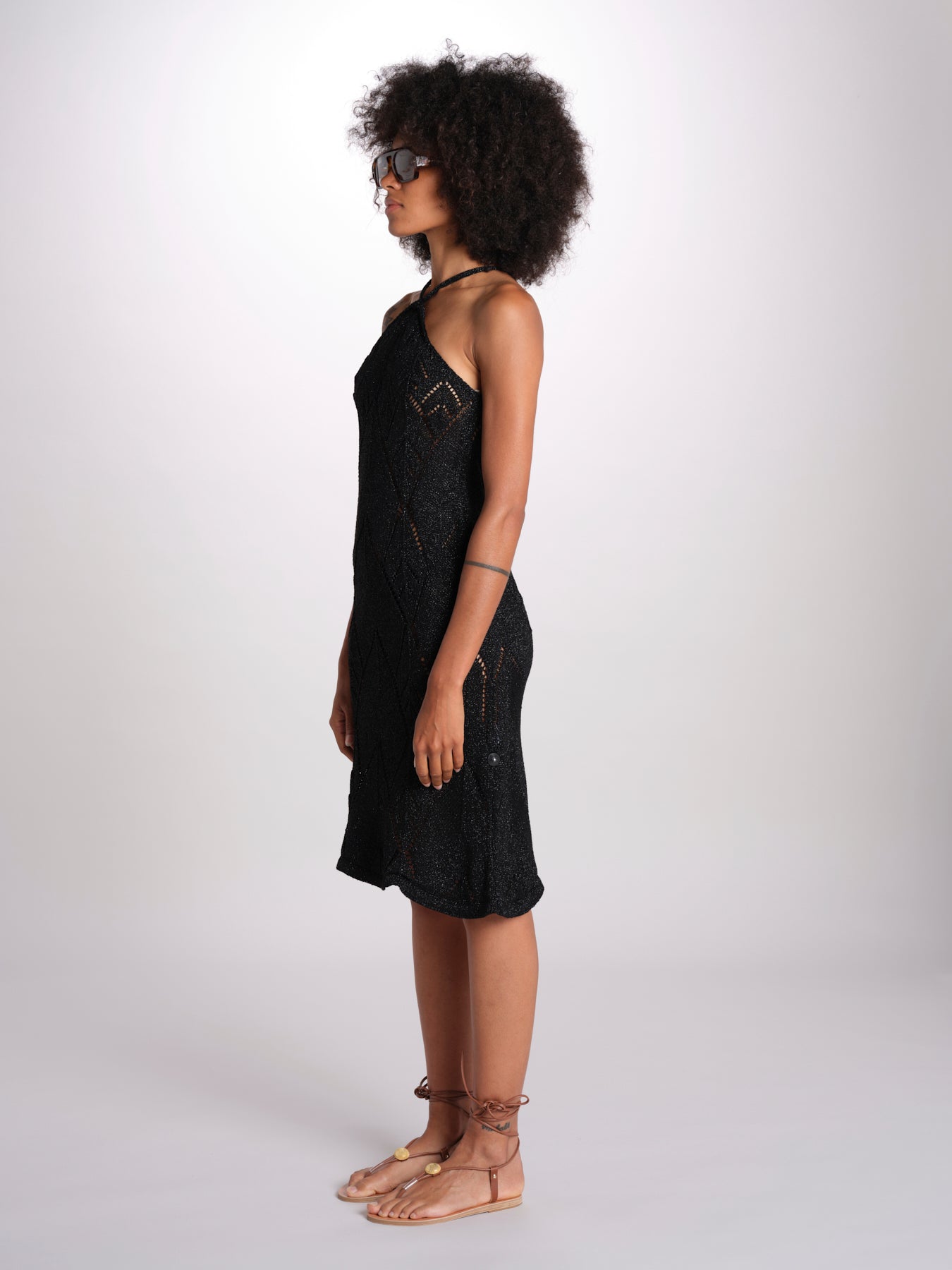 abito lungo in crochet 2610 BLACK nima 