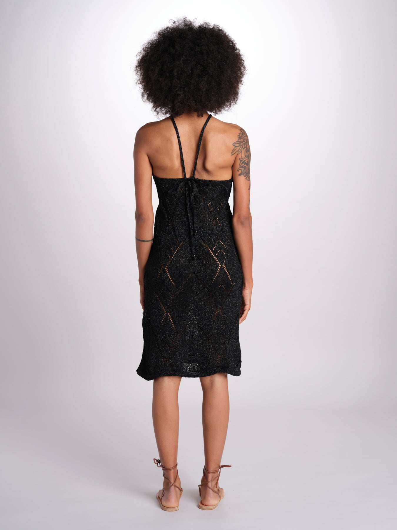 abito lungo in crochet 2610 BLACK nima 