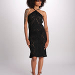 abito lungo in crochet 2610 BLACK nima 