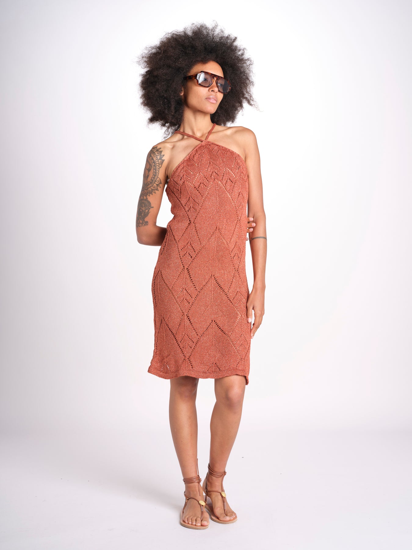 abito lungo in crochet 2610 BRONZE nima 