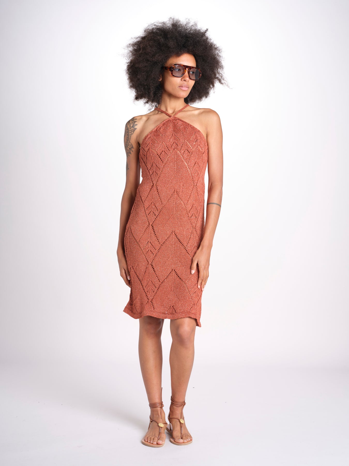 abito lungo in crochet 2610 BRONZE nima 