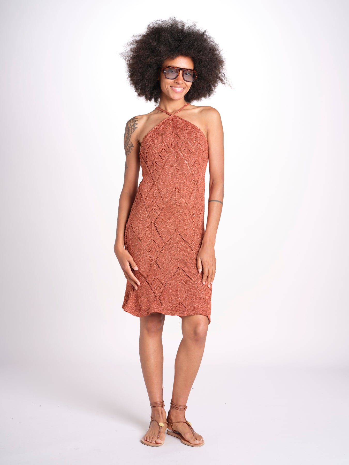 abito lungo in crochet 2610 BRONZE nima 