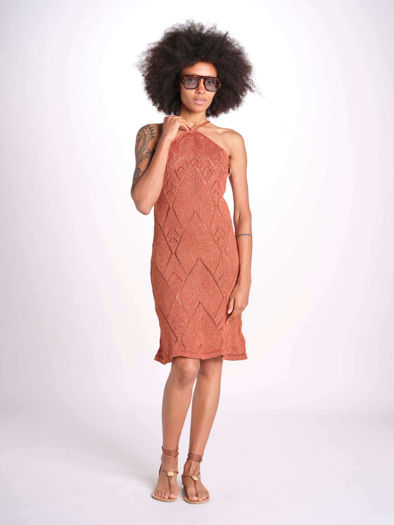 abito lungo in crochet 2610 BRONZE nima 