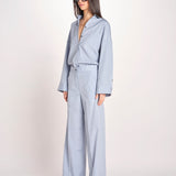 pantalone dritto con elastico in popeline ASTRID STRO07 CELESTE nine in the morning 
