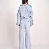 pantalone dritto con elastico in popeline ASTRID STRO07 CELESTE nine in the morning 