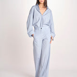 pantalone dritto con elastico in popeline ASTRID STRO07 CELESTE nine in the morning 