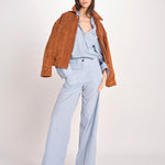 pantalone dritto con elastico in popeline ASTRID STRO07 CELESTE nine in the morning 
