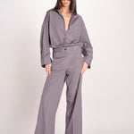 pantalone dritto con elastico in popeline ASTRID STRO07 IRON nine in the morning 