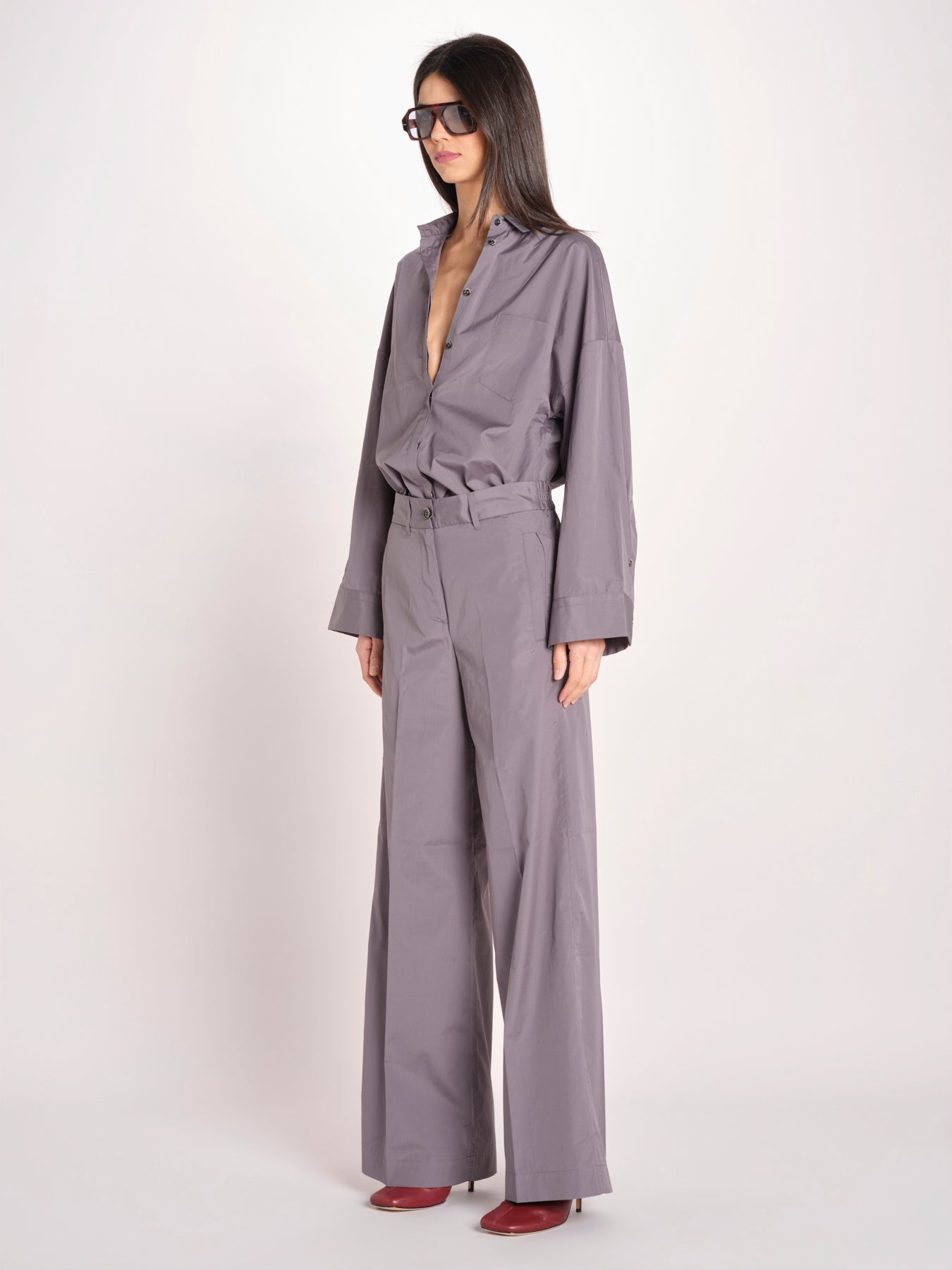 pantalone dritto con elastico in popeline ASTRID STRO07 IRON nine in the morning 