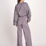 pantalone dritto con elastico in popeline ASTRID STRO07 IRON nine in the morning 