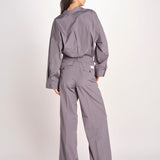pantalone dritto con elastico in popeline ASTRID STRO07 IRON nine in the morning 
