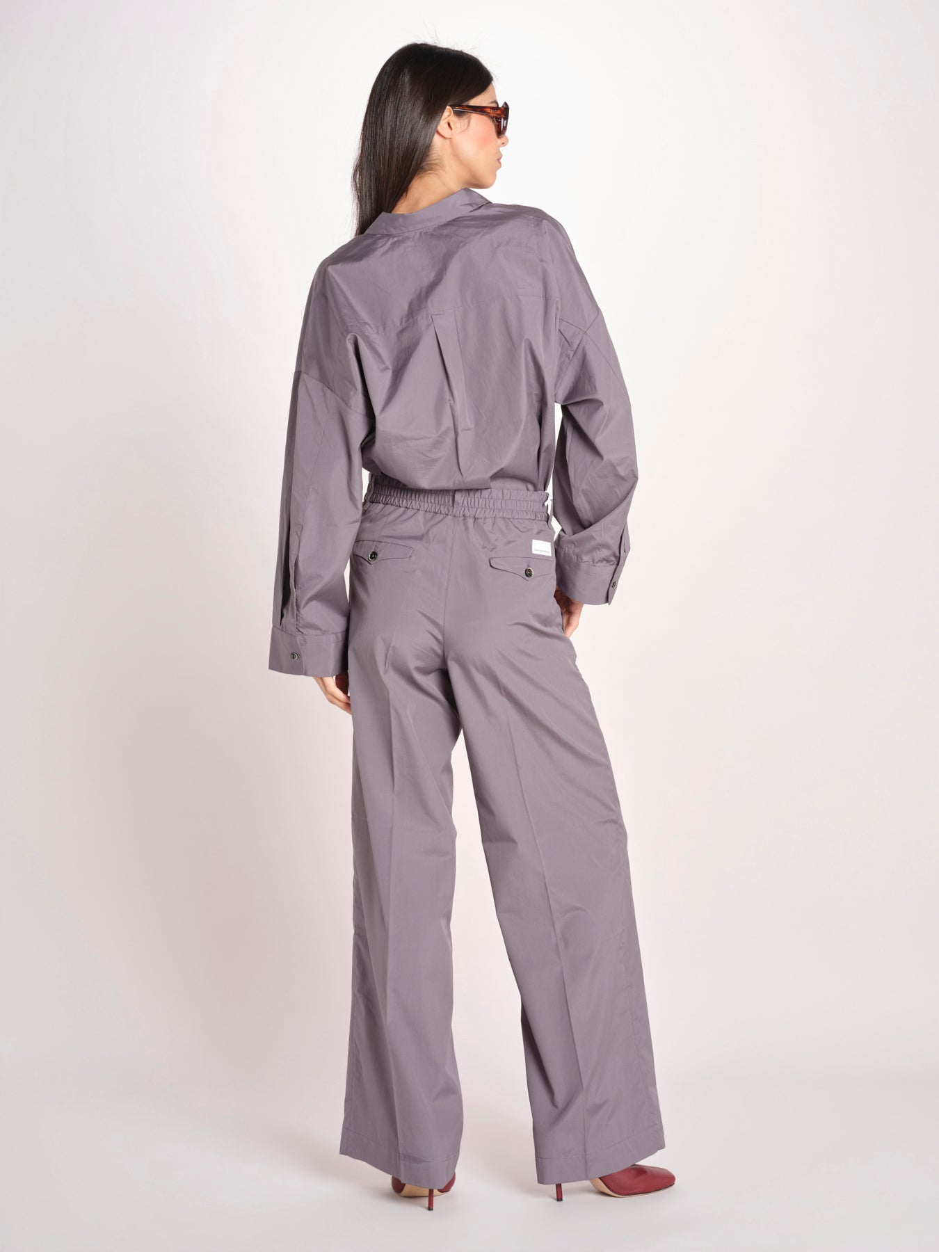 pantalone dritto con elastico in popeline ASTRID STRO07 IRON nine in the morning 