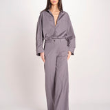 pantalone dritto con elastico in popeline ASTRID STRO07 IRON nine in the morning 