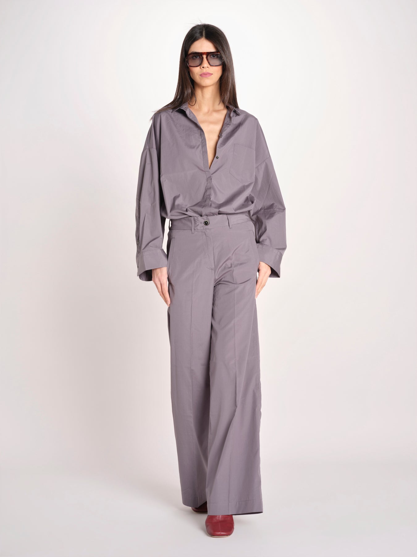 pantalone dritto con elastico in popeline ASTRID STRO07 IRON nine in the morning 