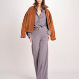 pantalone dritto con elastico in popeline ASTRID STRO07 IRON nine in the morning 