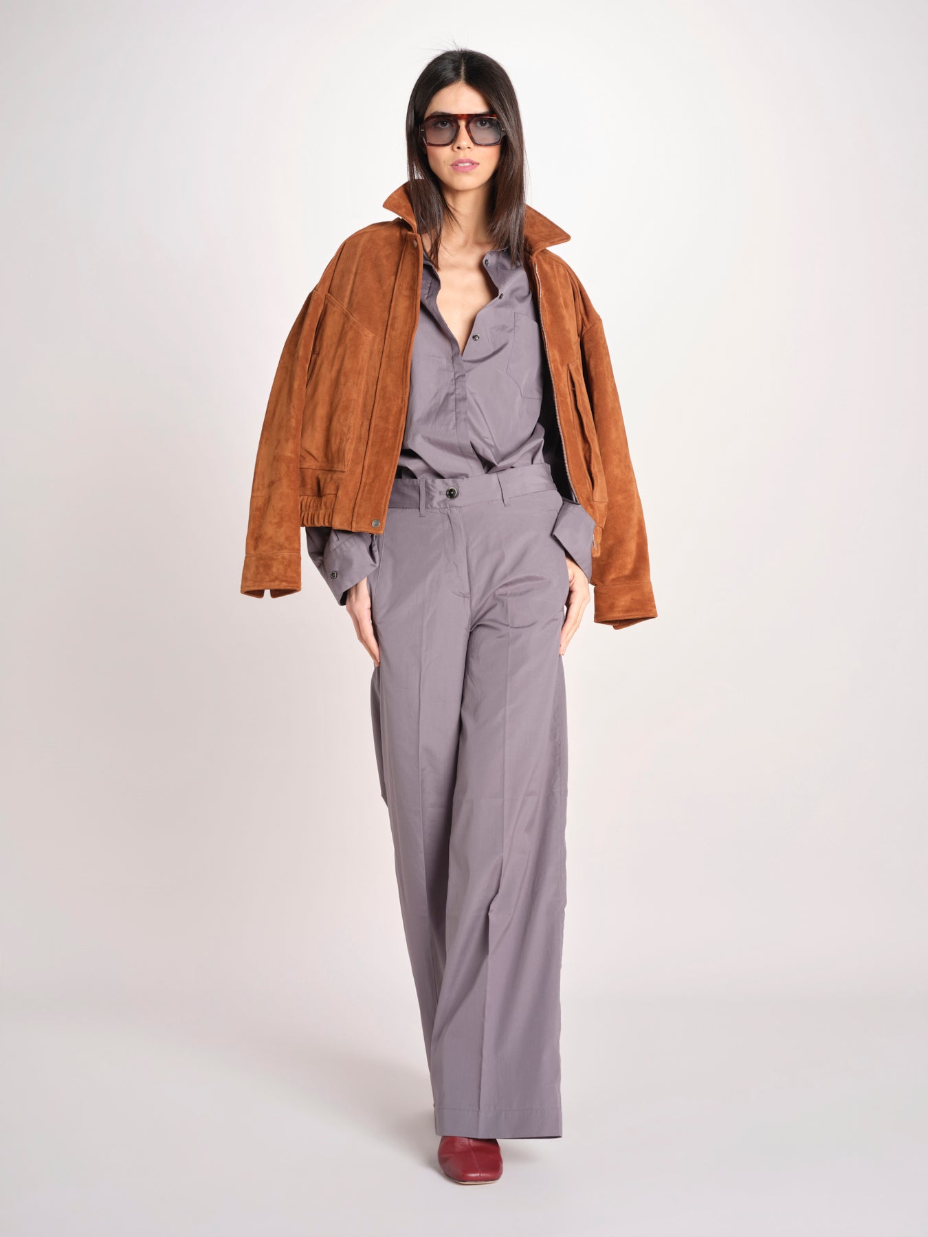 pantalone dritto con elastico in popeline ASTRID STRO07 IRON nine in the morning 