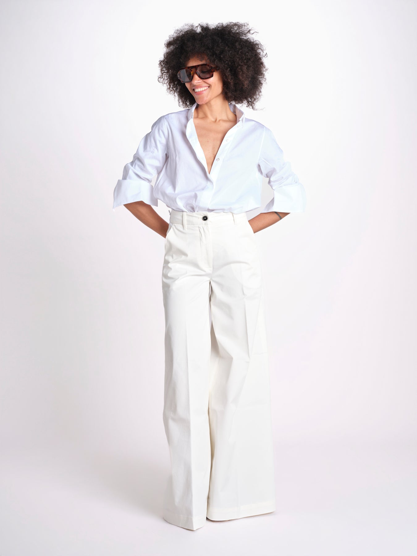 pantalone over in cotone pesante ORIANNA ORNO9 MILK nine in the morning 